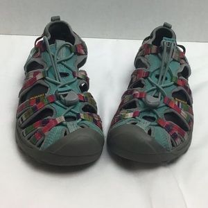 Keen teal/multicolored outdoor sandals.